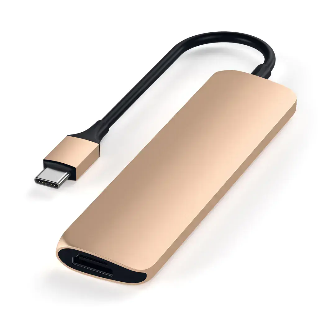 Satechi Slim V2 Aluminum Type-C Multi-Port Adapter 4K Gold (ST-SCMA2G)