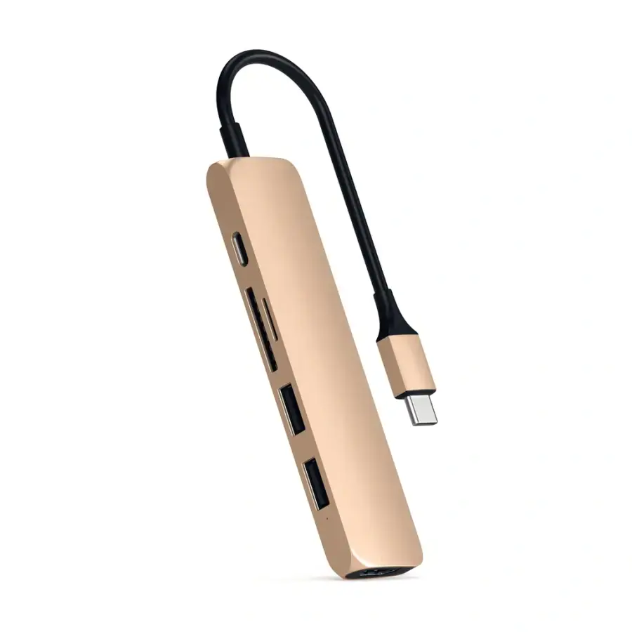 Satechi Slim V2 Aluminum Type-C Multi-Port Adapter 4K Gold (ST-SCMA2G)