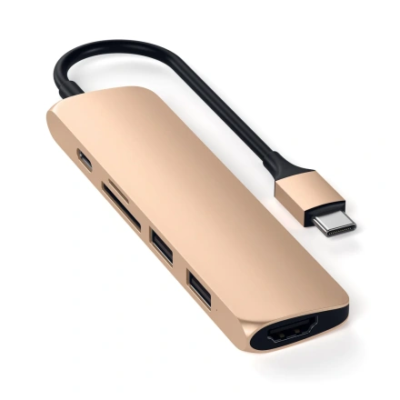 Satechi Slim V2 Aluminum Type-C Multi-Port Adapter 4K Gold (ST-SCMA2G)