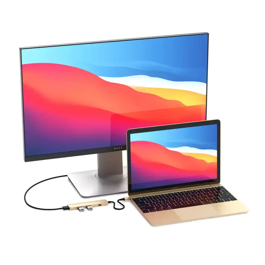 Satechi Slim Aluminum Type-C Multi-Port Adapter with Type-C Charging Port Gold (ST-CMAG)