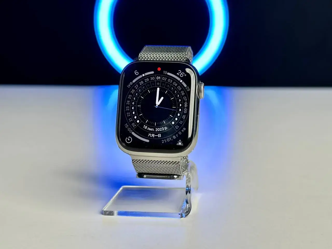 🕰USED Apple Watch Series 7 GPS + Cellular 45mm Silver Stainless Steel Case with Milanese Loop (MKJD3, MKJV3)