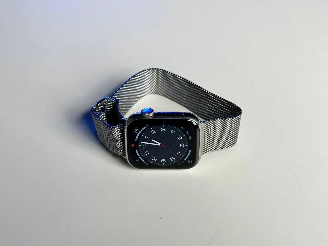 🕰USED Apple Watch Series 7 GPS + Cellular 45mm Silver Stainless Steel Case with Milanese Loop (MKJD3, MKJV3)