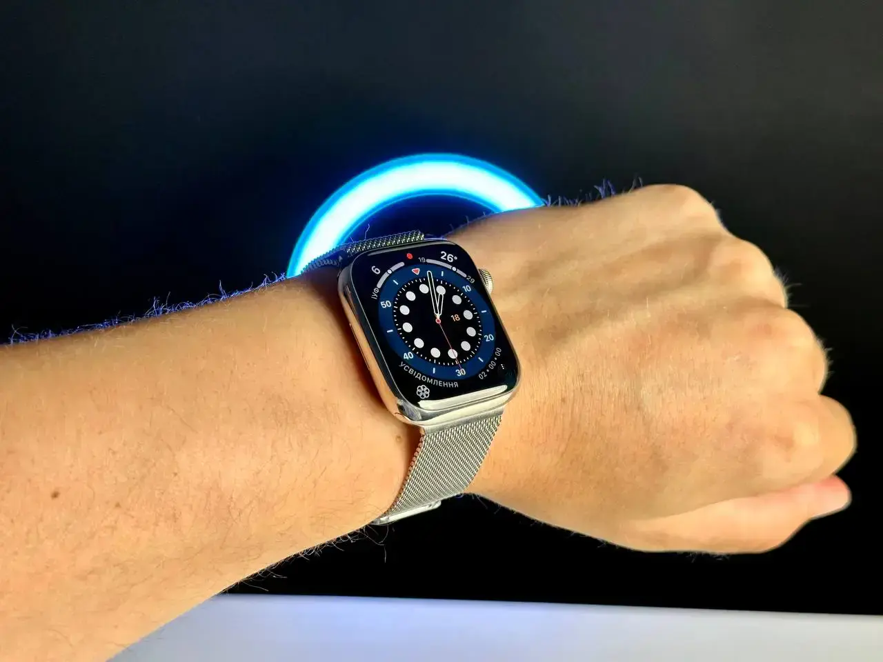 🕰USED Apple Watch Series 7 GPS + Cellular 45mm Silver Stainless Steel Case with Milanese Loop (MKJD3, MKJV3)