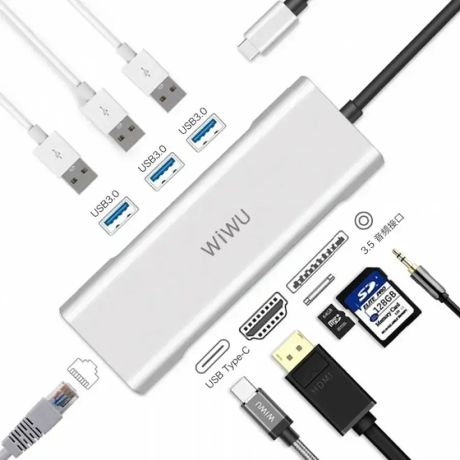 WiWU Apollo A931HRT 7 in 1 USB-C Hub Gray