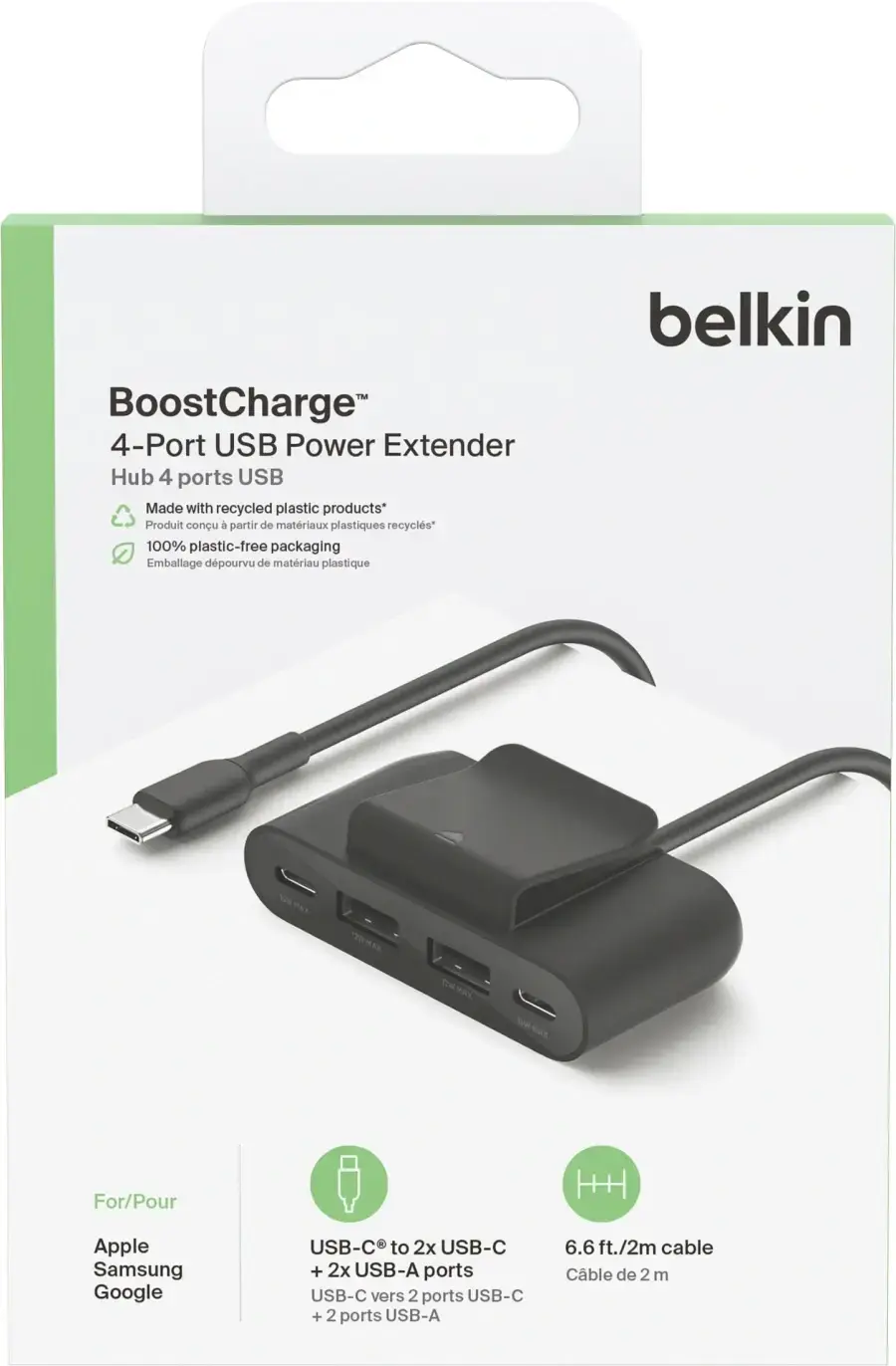Концентратор Belkin BoostCharge 4-Port USB Power Extender 2.0m - Black (BUZ001bt2MBKB7)
