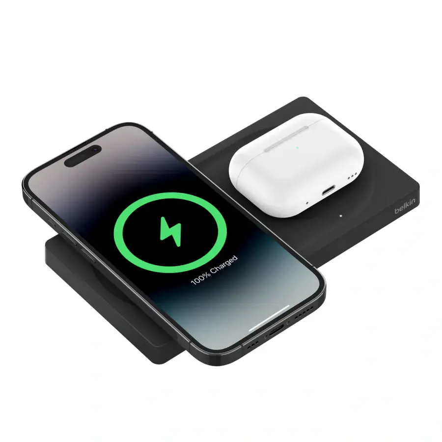 Бездротова зарядна панель Belkin BoostCharge Pro 2-in-1 Wireless Charging Pad with Official MagSafe Charging 15W - Black (WIZ019ttBK)