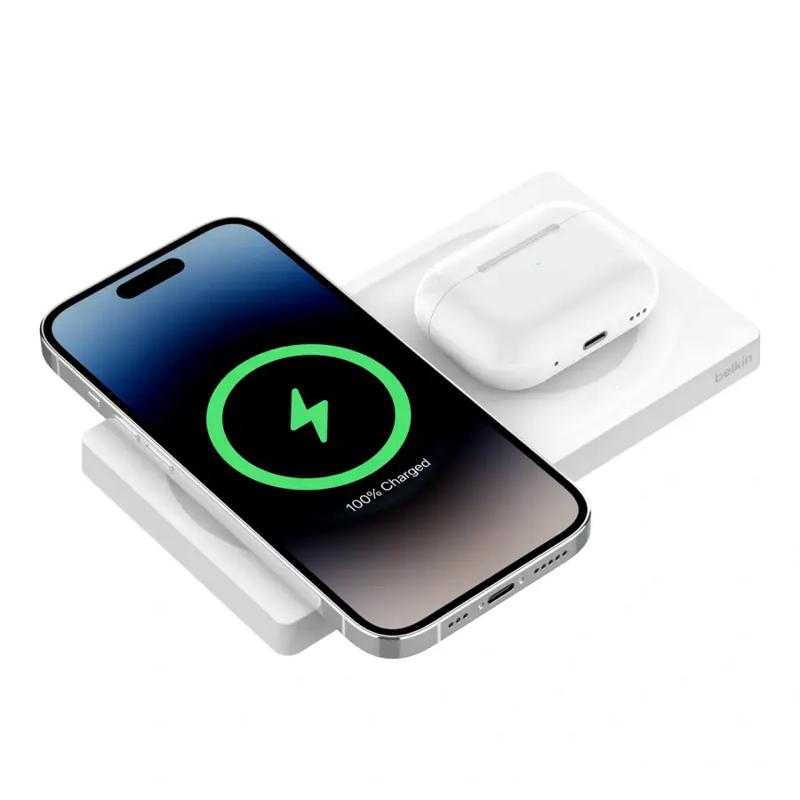 Бездротова зарядна панель Belkin BoostCharge Pro 2-in-1 Wireless Charging Pad with Official MagSafe Charging 15W - White (WIZ019ttWH)