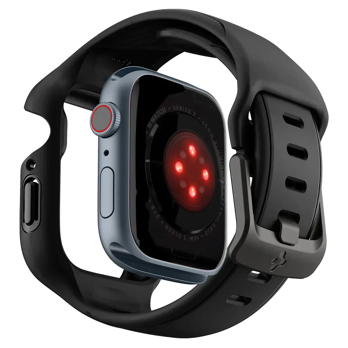 Чехол и ремешок 2в1 Spigen Case Liquid Air Pro for Apple Watch Series 45mm - Black (ACS04182)