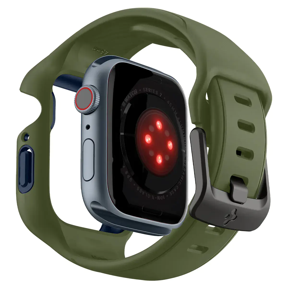 Чехол и ремешок 2в1 Spigen Case Liquid Air Pro for Apple Watch Series 45mm - Moss Green (ACS04408)