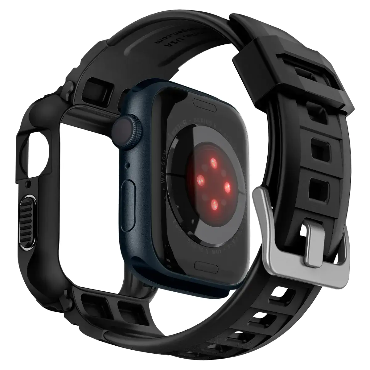 Чохол та ремінець 2в1 Spigen Case Rugged Armor Pro for Apple Watch Series 45mm/44mm - Black (062CS25324)
