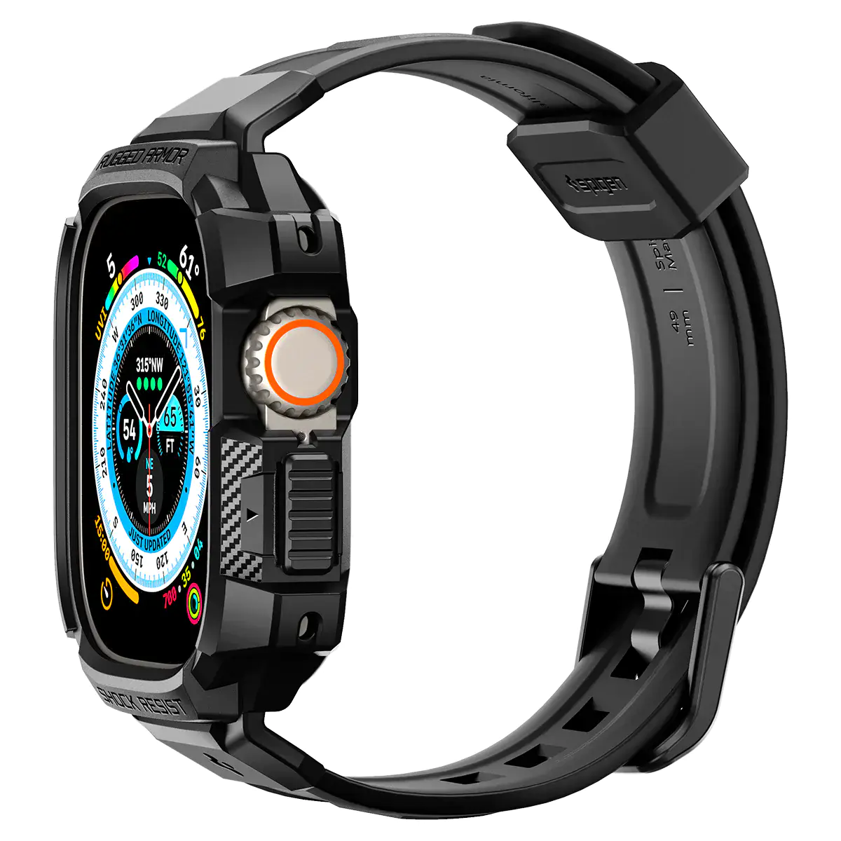Чехол и ремешок 2в1 Spigen Case Rugged Armor Pro for Apple Watch Ultra 49mm - Black (ACS05460)