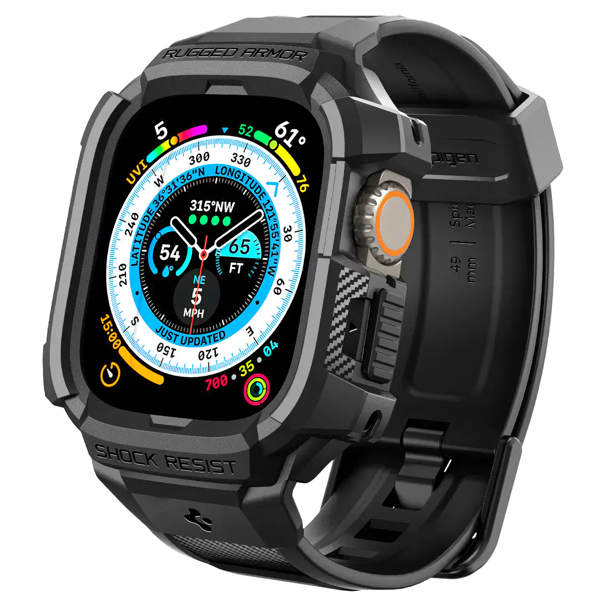 Чехол и ремешок 2в1 Spigen Case Rugged Armor Pro for Apple Watch Ultra 49mm - Black (ACS05460)