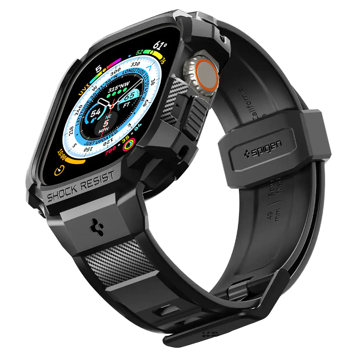 Чехол и ремешок 2в1 Spigen Case Rugged Armor Pro for Apple Watch Ultra 49mm - Black (ACS05460)