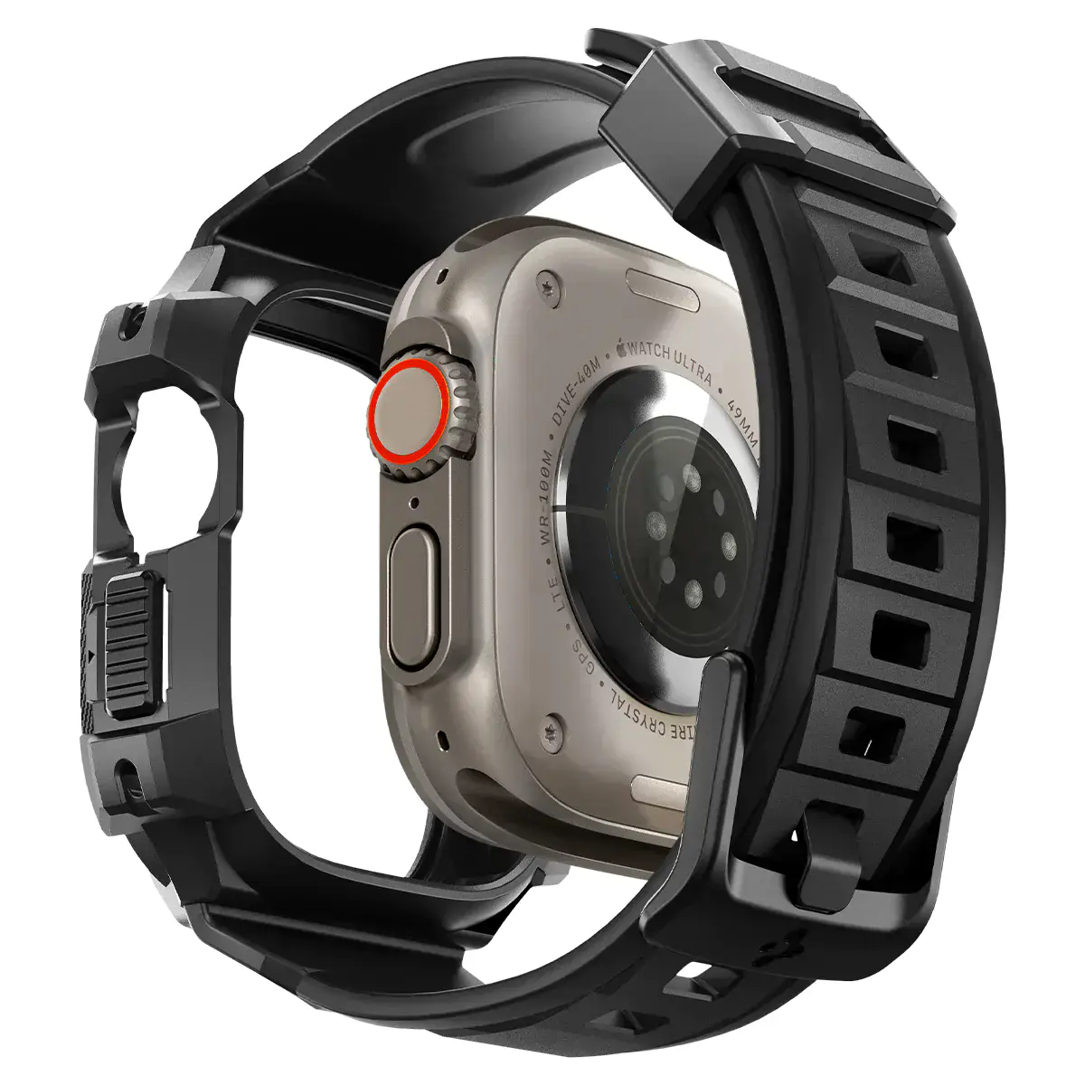 Чехол и ремешок 2в1 Spigen Case Rugged Armor Pro for Apple Watch Ultra 49mm - Black (ACS05460)
