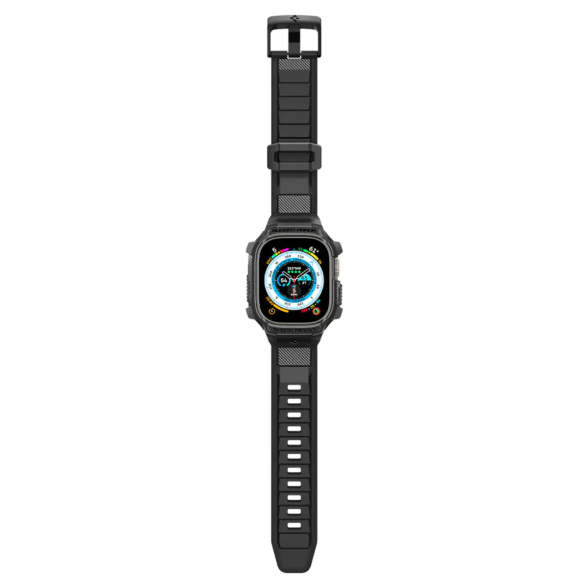 Чехол и ремешок 2в1 Spigen Case Rugged Armor Pro for Apple Watch Ultra 49mm - Black (ACS05460)