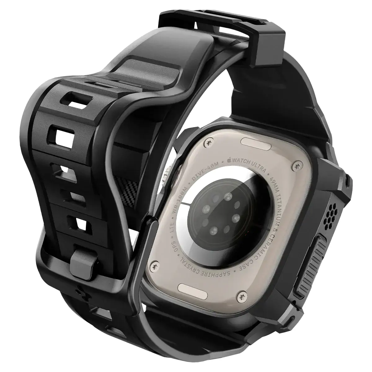 Чехол и ремешок 2в1 Spigen Case Rugged Armor Pro for Apple Watch Ultra 49mm - Black (ACS05460)