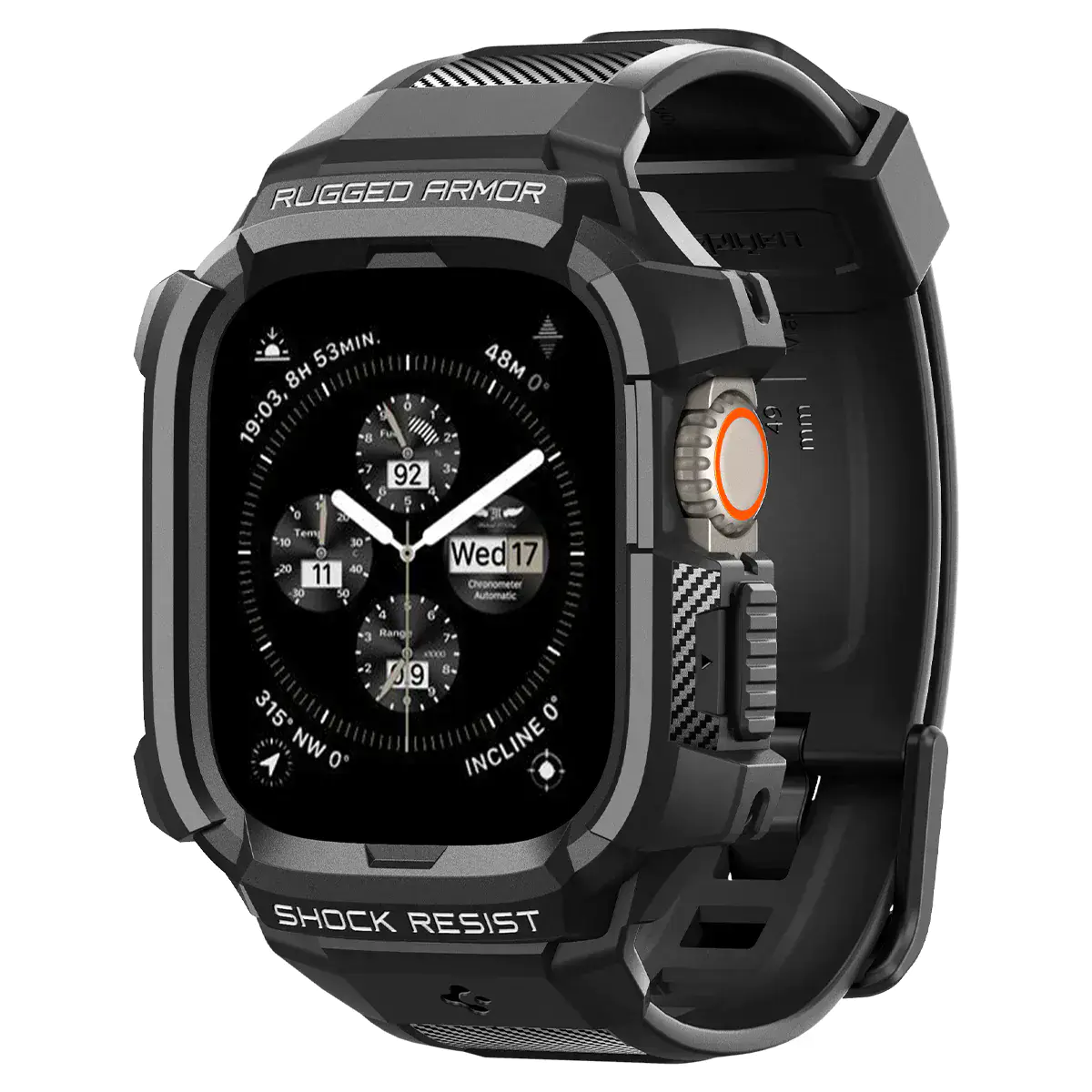 Чехол и ремешок 2в1 Spigen Case Rugged Armor Pro for Apple Watch Ultra 49mm - Black (ACS05460)