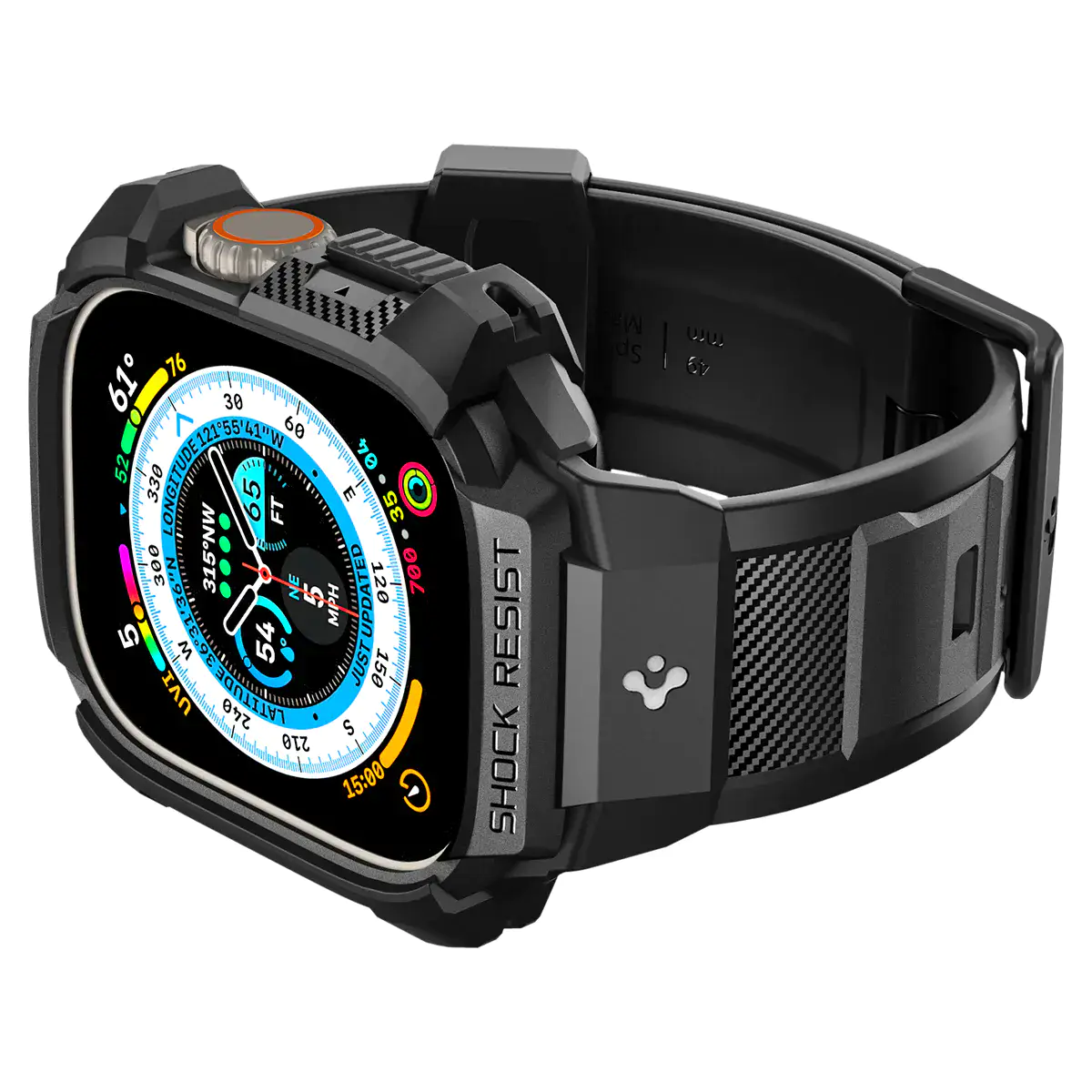 Чехол и ремешок 2в1 Spigen Case Rugged Armor Pro for Apple Watch Ultra 49mm - Black (ACS05460)