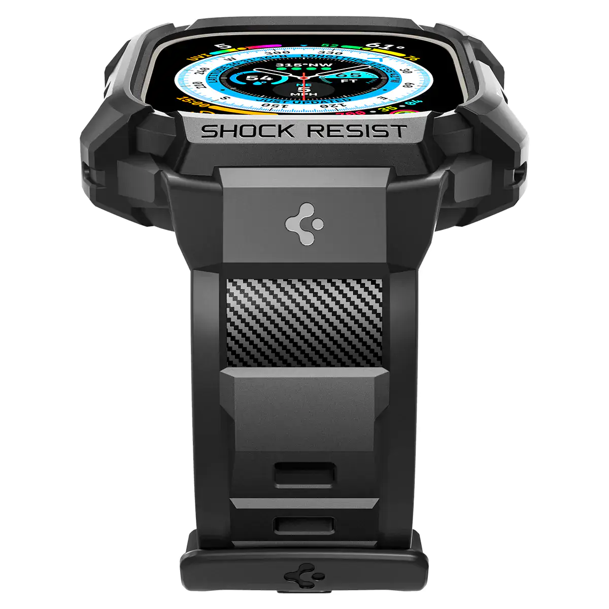 Чехол и ремешок 2в1 Spigen Case Rugged Armor Pro for Apple Watch Ultra 49mm - Black (ACS05460)
