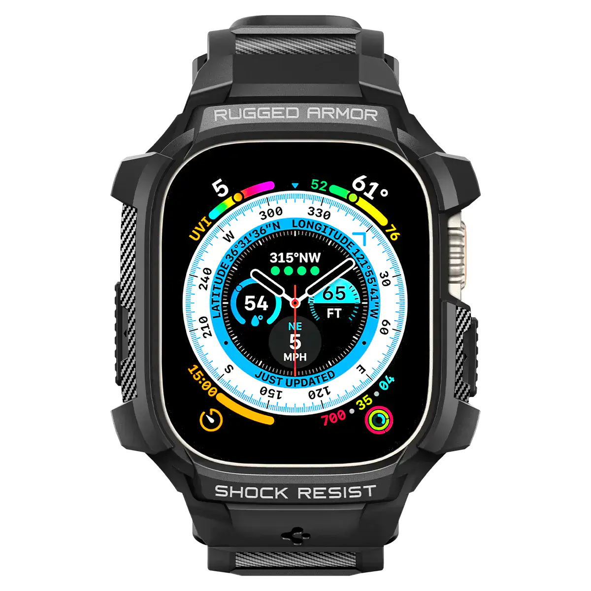 Чехол и ремешок 2в1 Spigen Case Rugged Armor Pro for Apple Watch Ultra 49mm - Black (ACS05460)