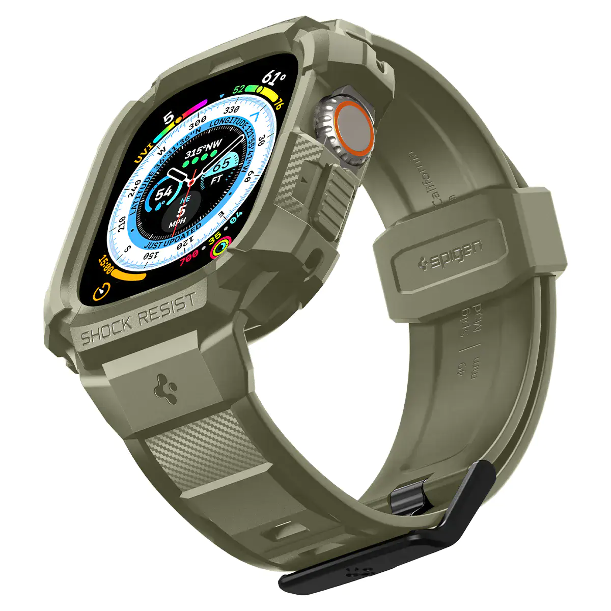Чохол та ремінець 2в1 Spigen Case Rugged Armor Pro for Apple Watch Ultra 49mm - Vintage Khaki (ACS05915)