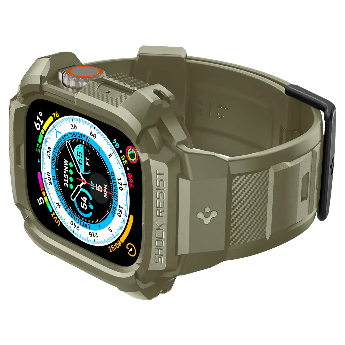 Чохол та ремінець 2в1 Spigen Case Rugged Armor Pro for Apple Watch Ultra 49mm - Vintage Khaki (ACS05915)
