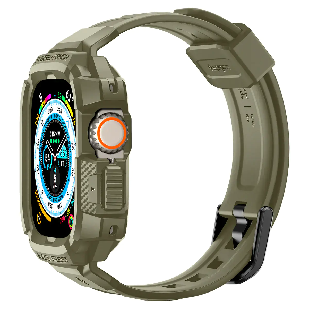 Чохол та ремінець 2в1 Spigen Case Rugged Armor Pro for Apple Watch Ultra 49mm - Vintage Khaki (ACS05915)