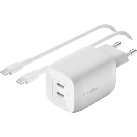 Сетевое зарядное устройство BoostCharge Pro Dual USB-C GaN Wall Charger with PPS 65W + USB-C to USB-C Cable (WCH013VF2MWH-B6)