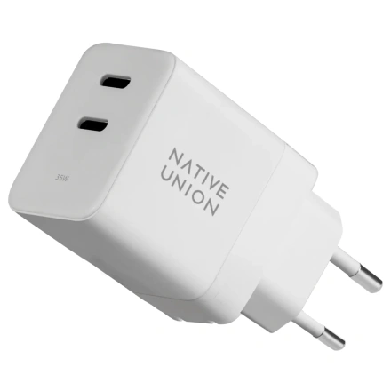 Сетевое зарядное устройство Native Union Fast GaN Charger PD 35W Dual USB-C Port - White (FAST-PD35-WHT-EU)