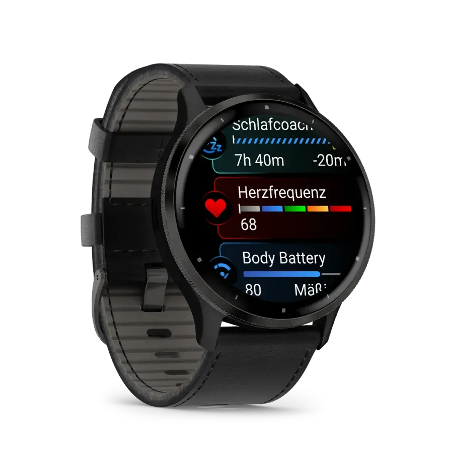 Смарт-годинник Garmin Venu 3 Black/Slate Gray with Quick Release Leather Strap (010-02784-52)