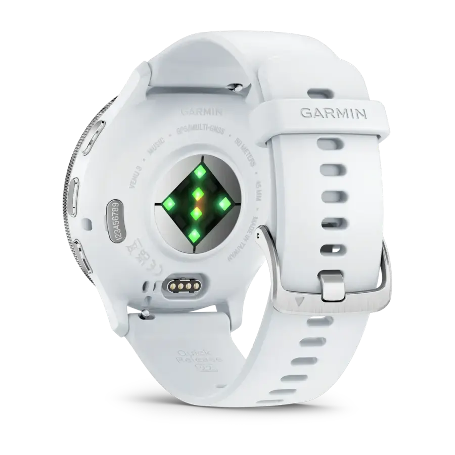 Смарт-годинник Garmin Venu 3 Silver Stainless Steel Bezel with Whitestone Case and Silicone Band (010-02784-00)