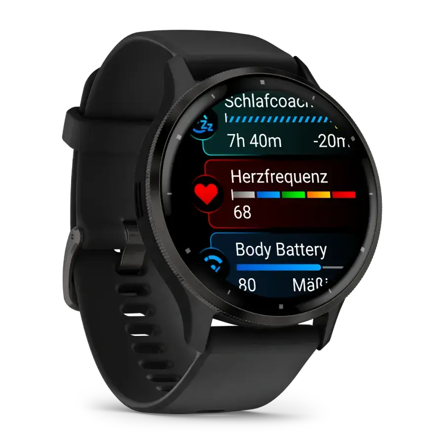 Смарт-годинник Garmin Venu 3 Slate Stainless Steel Bezel with Black Case and Silicone Band (010-02784-01)