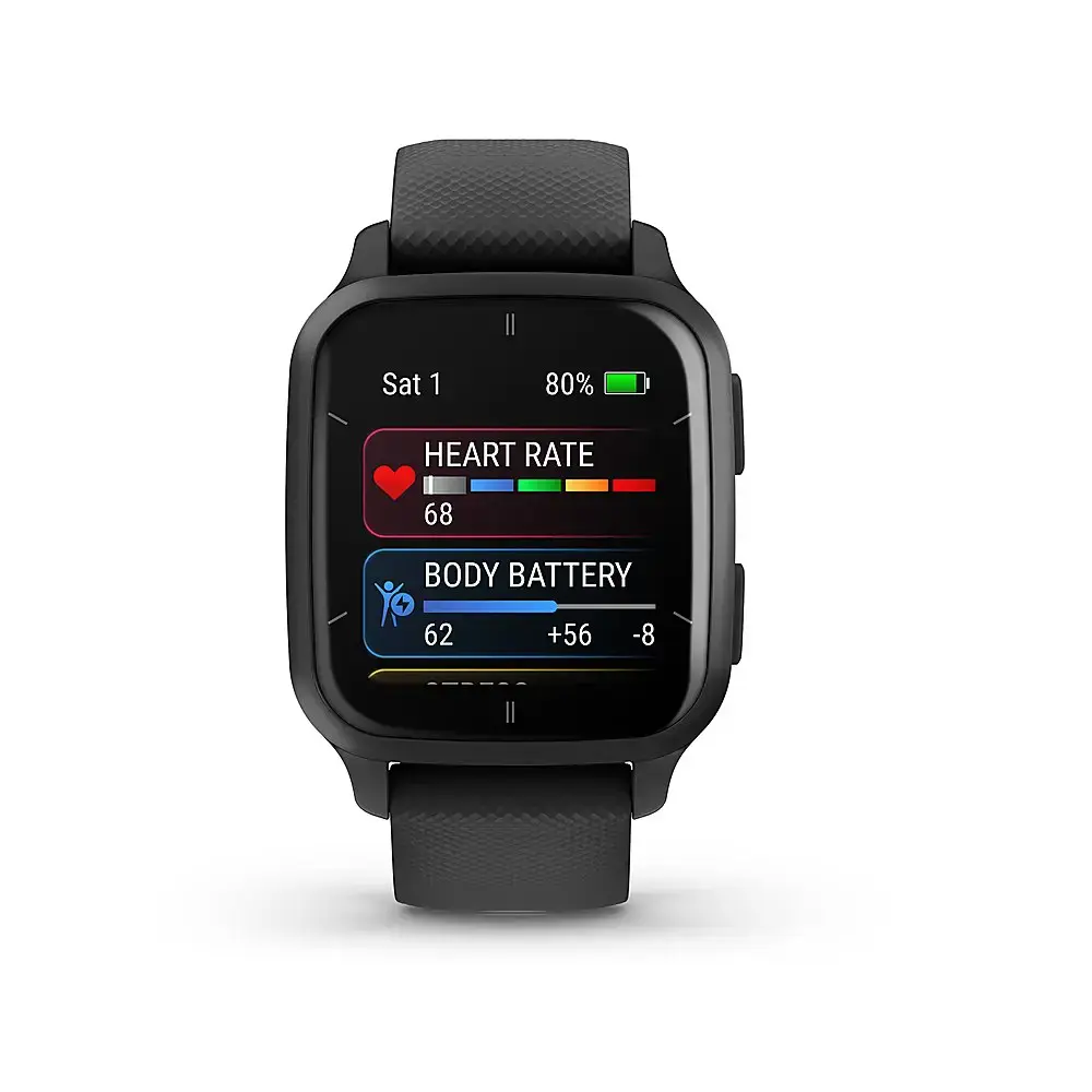 Смарт-часы Garmin Venu Sq 2 – Music Edition Slate Aluminum Bezel with Black Case and Silicone Band (010-02700-00/10)
