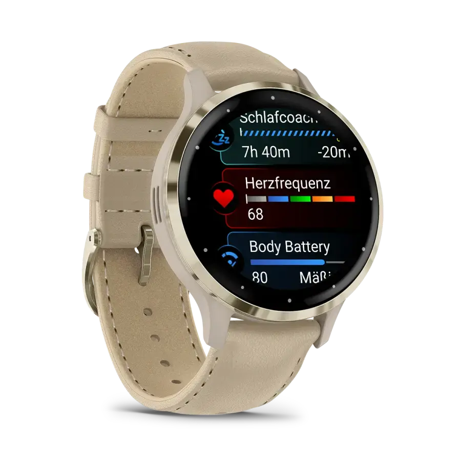 Смарт-годинник Garmin Venu 3S French Gray/Soft Gold with Quick Release Leather Strap (010-02785-55)