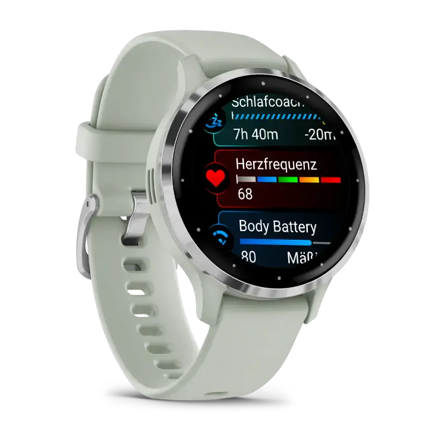 Смарт-годинник Garmin Venu 3S Silver Stainless Steel Bezel with Sage Gray Case and Silicone Band (010-02785-01)