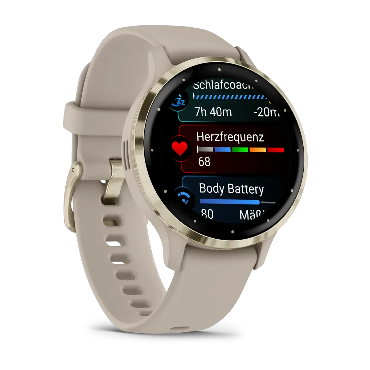 Смарт-годинник Garmin Venu 3S Soft Gold Stainless Steel Bezel with French Gray Case and Silicone Band (010-02785-02)