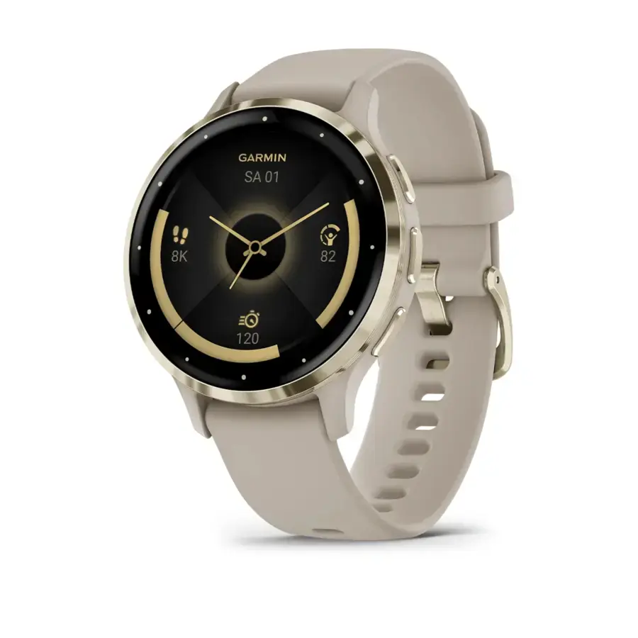 Смарт-годинник Garmin Venu 3S Soft Gold Stainless Steel Bezel with French Gray Case and Silicone Band (010-02785-02)