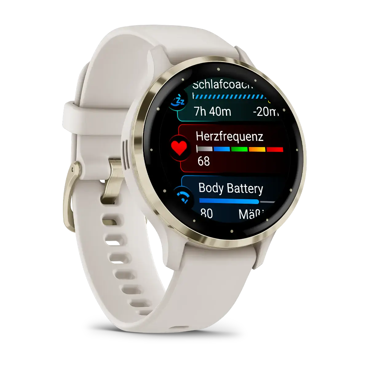 Смарт-часы Garmin Venu 3S Soft Gold Stainless Steel Bezel with Ivory Case and Silicone Band (010-02785-04)