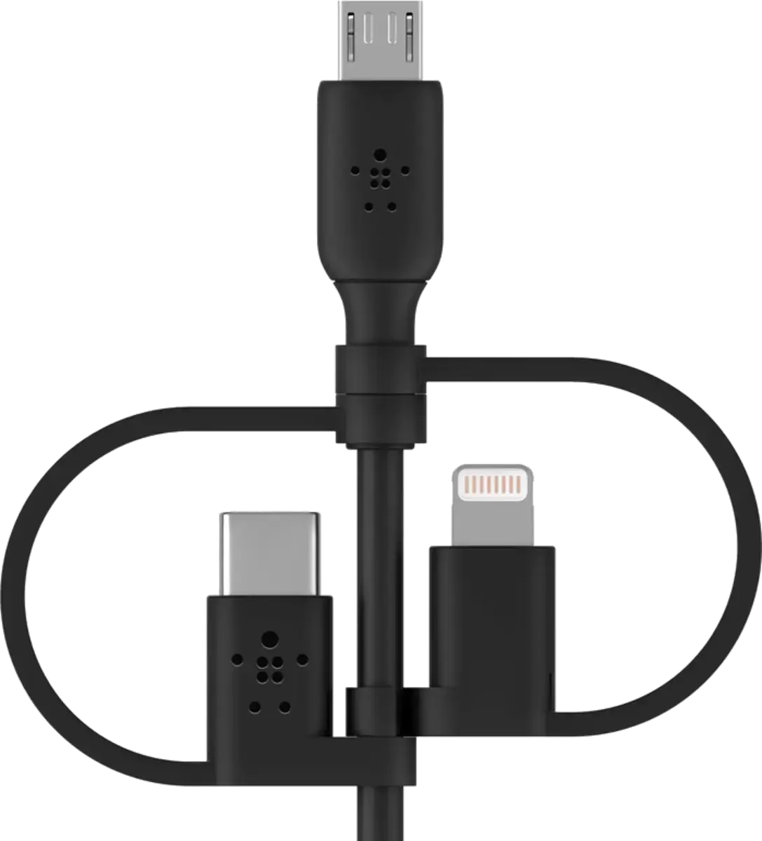Універсальний кабель Belkin BoostCharge Universal Cable 1.0m USB-A cable with USB-C, Micro-USB and Lightning connectors - Black (CAC001BT1MBK)