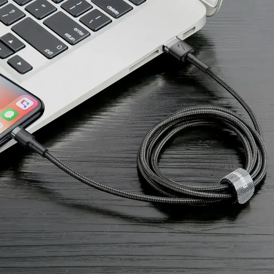Зарядний кабель Baseus USB to Lightning 1 м - Gray/Black (CALKLF-BG1)