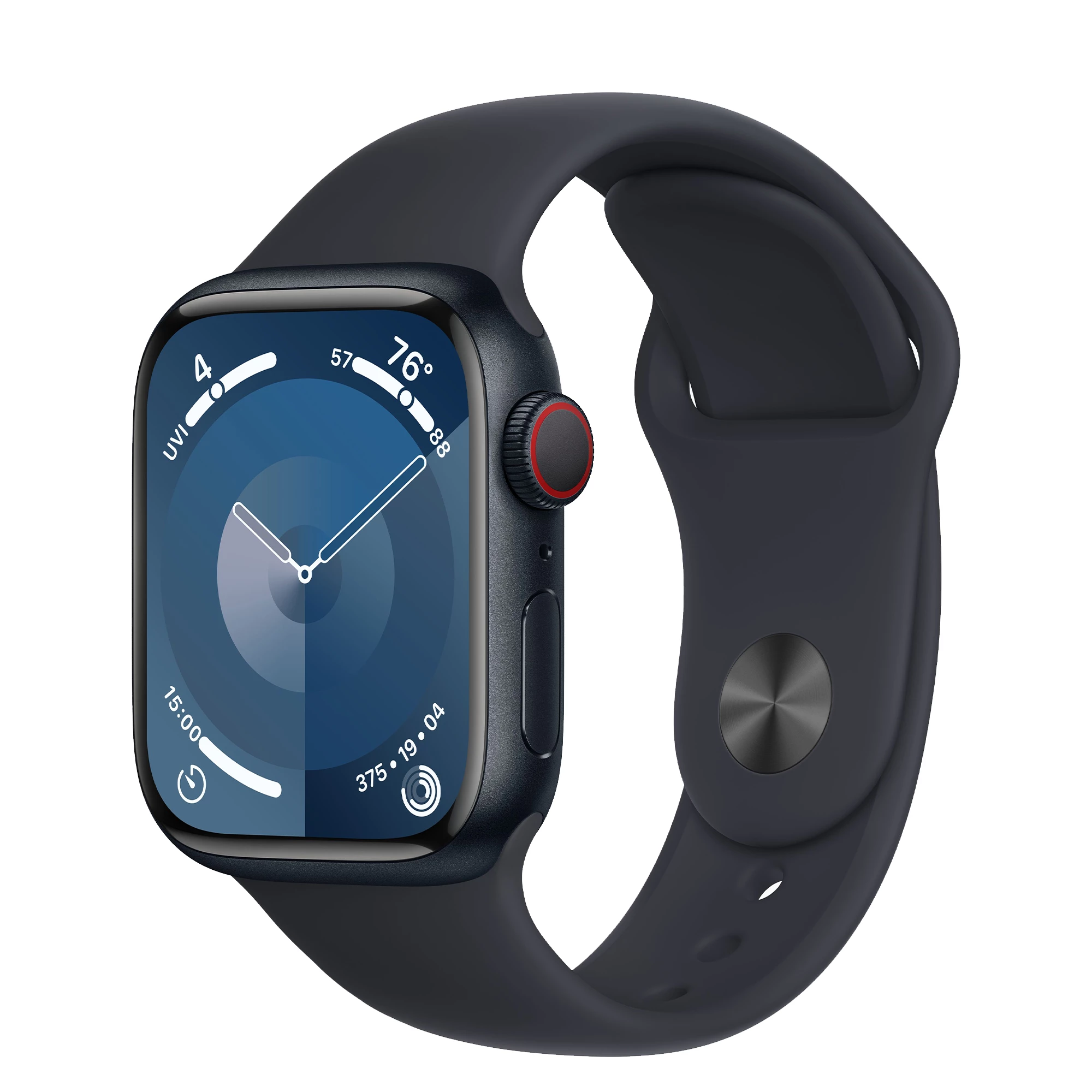 Apple Watch Series 9 GPS + Cellular 41mm Midnight Aluminum Case with Midnight Sport Band - M/L (MRHT3)