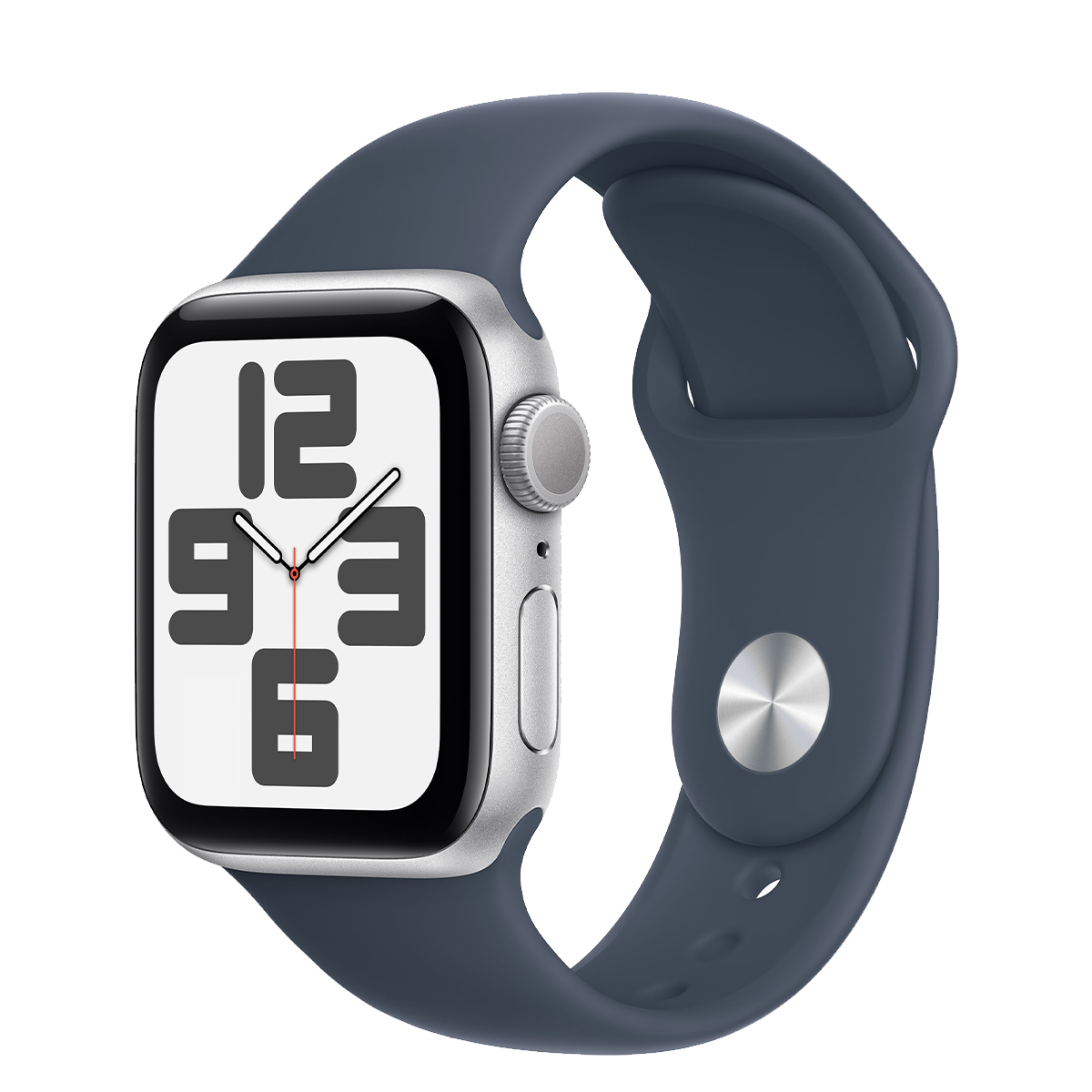 Apple Watch SE 2 2023 GPS 40mm Silver Aluminum Case with Storm Blue Sport Band - S/M (MRE13)