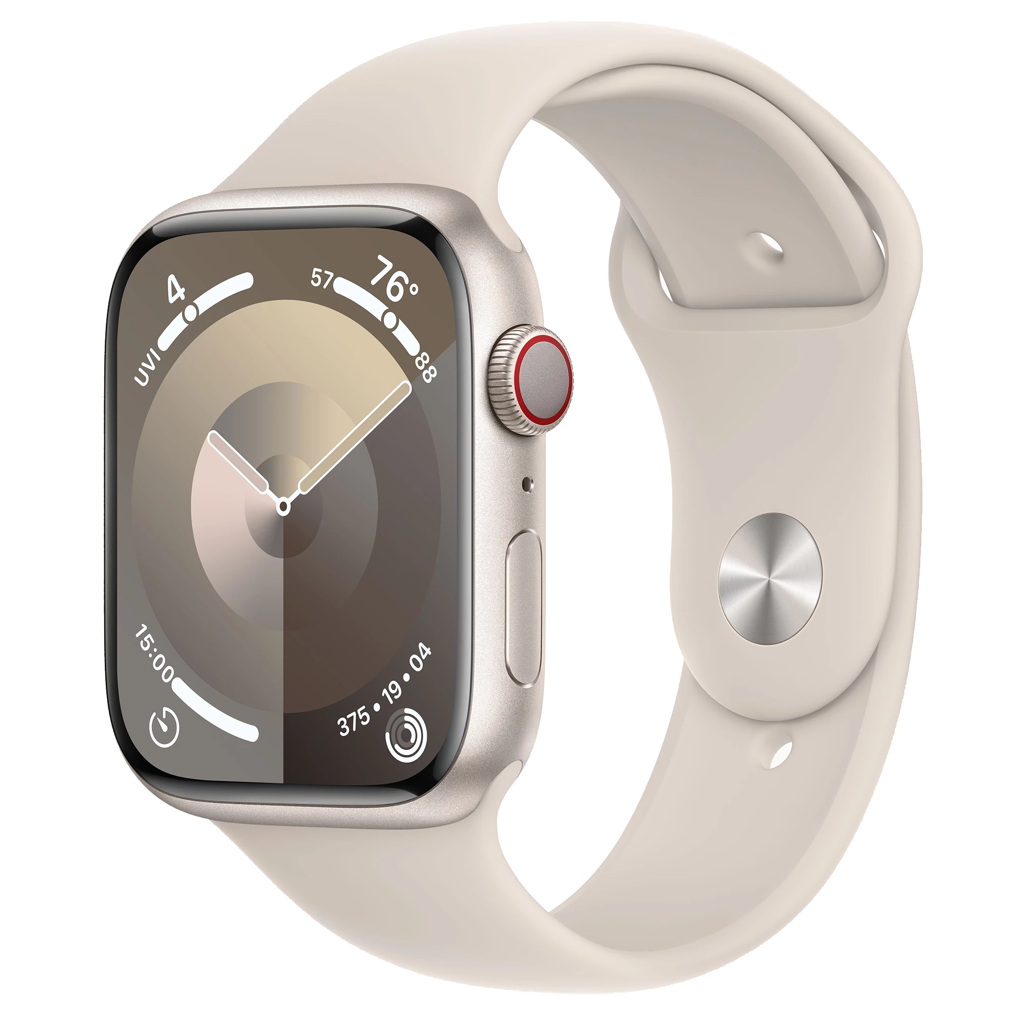 Apple Watch Series 9 GPS + Cellular 45mm Starlight Aluminum Case with Starlight Sport Band - M/L (MRM93)