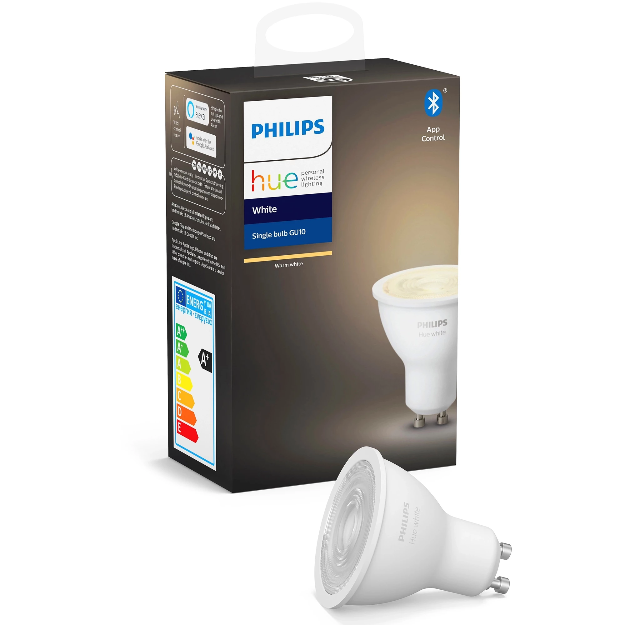 Умная лампа Philips Hue GU10 5.2W(57W) 2700K Bluetooth Dimm - White (929001953505)