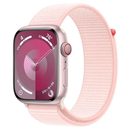 Apple Watch Series 9 GPS + Cellular 45mm Pink Aluminum Case with Light Pink Sport Loop (MRMM3)