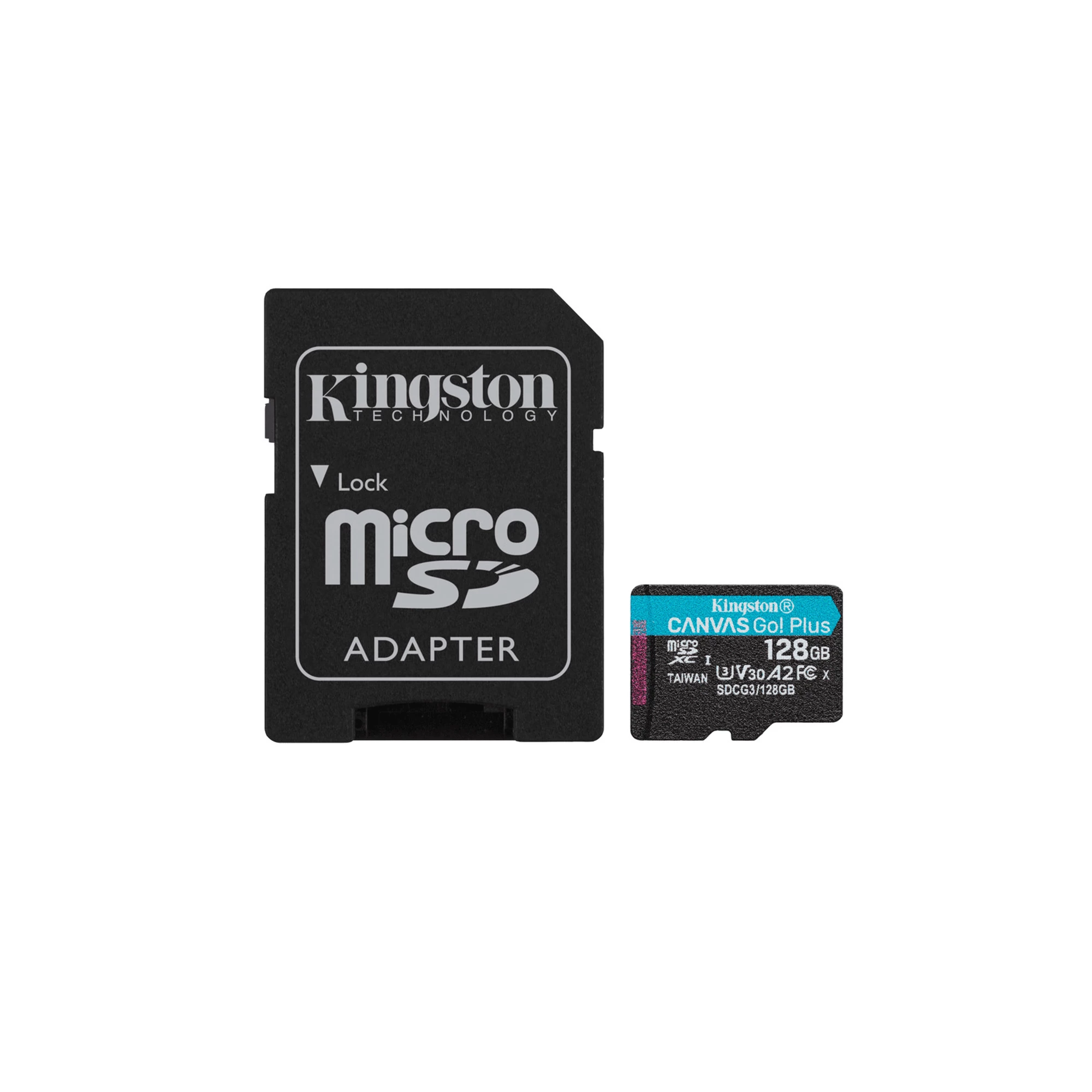 Kingston MicroSDXC 128GB Canvas Go! Plus Class 10 UHS-I U3 V30 A2 + SD-адаптер (SDCG3/128GB)