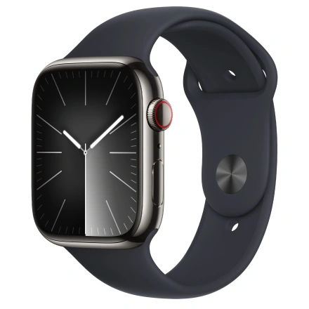 Apple Watch Series 9 GPS + Cellular 45mm Graphite Stainless Steel Case with Midnight Sport Band - S/M (MRMV3)