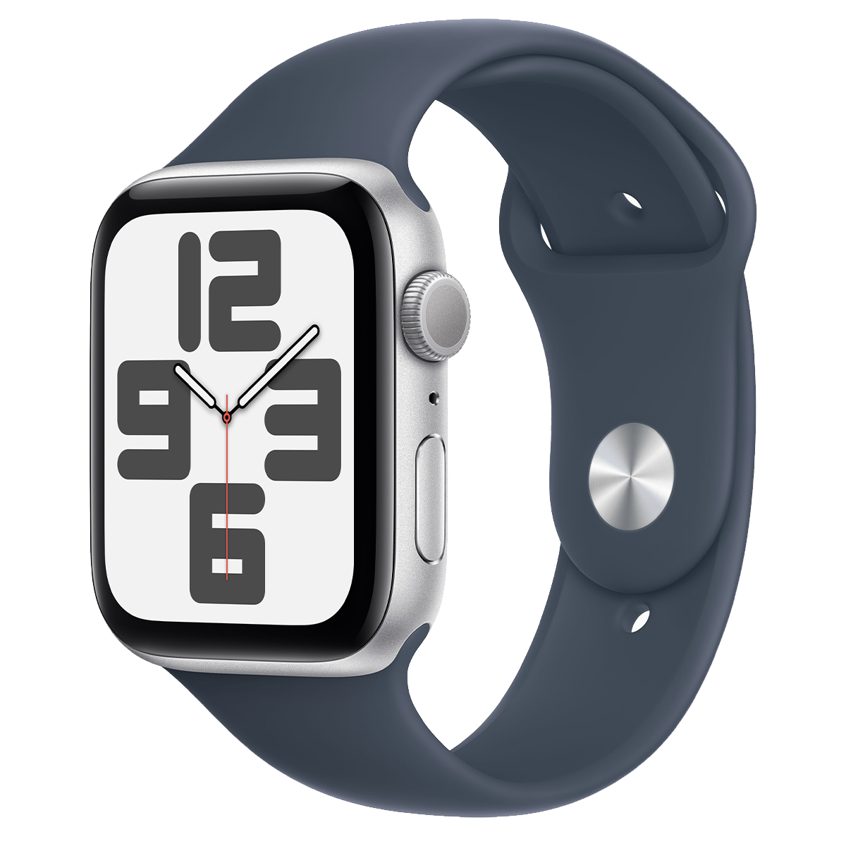 Apple Watch SE 2 2023 GPS 44mm Silver Aluminum Case with Storm Blue Sport Band - S/M (MREC3)