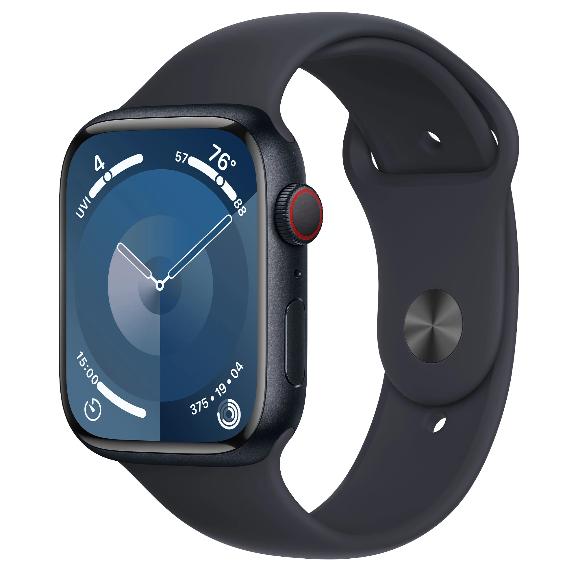 Apple Watch Series 9 GPS + Cellular 45mm Midnight Aluminum Case with Midnight Sport Band - S/M (MRMC3)