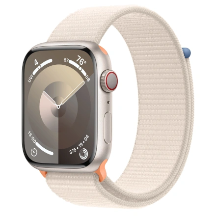 Apple Watch Series 9 GPS + Cellular 45mm Starlight Aluminum Case with Starlight Sport Loop (MRMA3)
